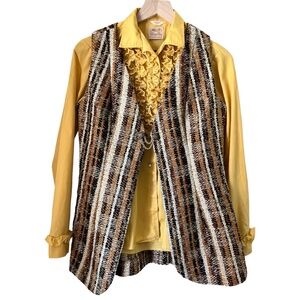 1960s Ruffled Pearl Snap Western Shirt Plaid Vest Set, Halloween Costume